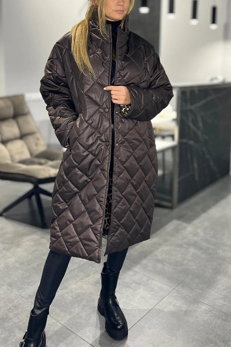 Anaïs – Abrigo acolchado con forro de leopardo